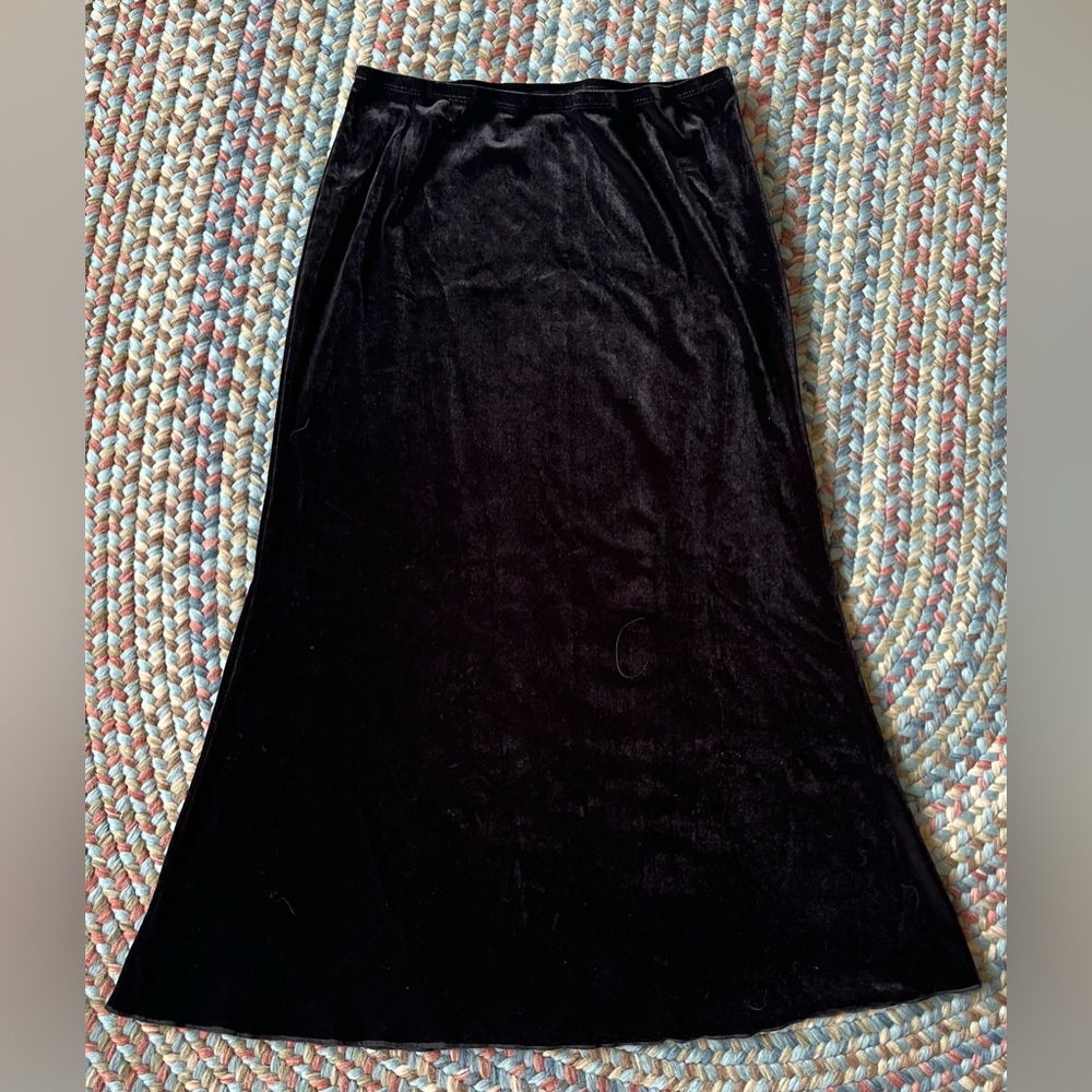Below the knee black velvet skirt